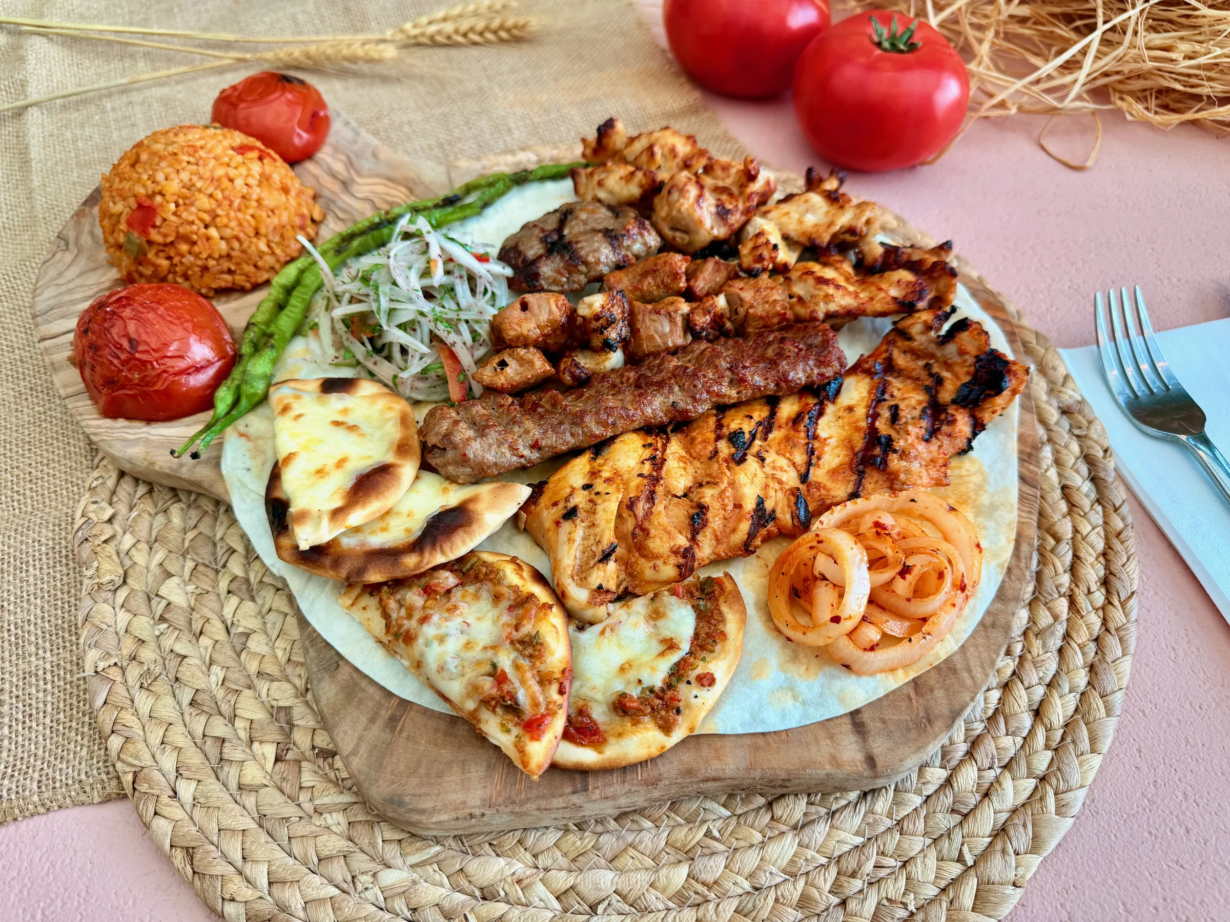 Turkish dishes plated in the AVLU dining room