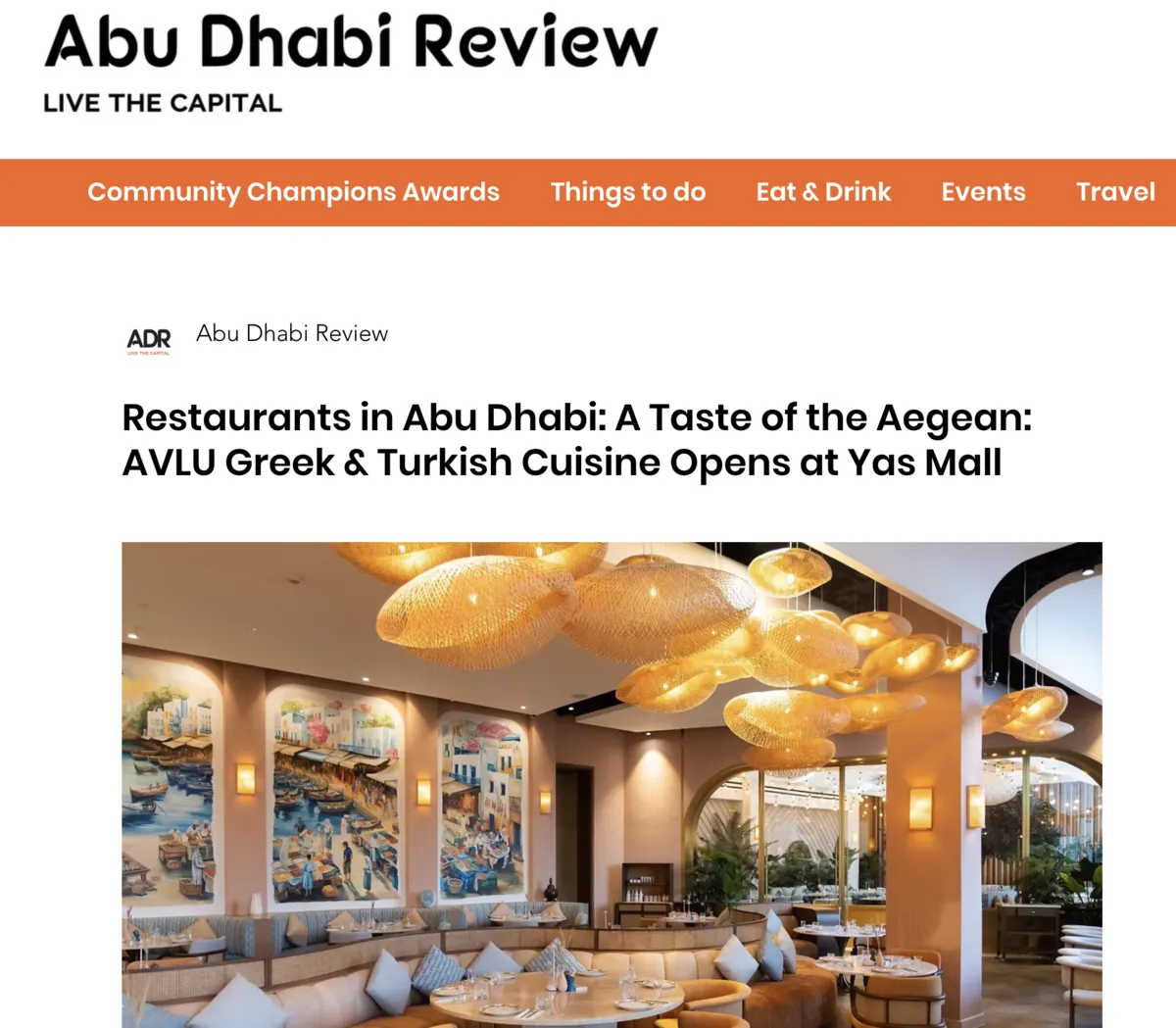 Abu Dhabi Review article about AVLU